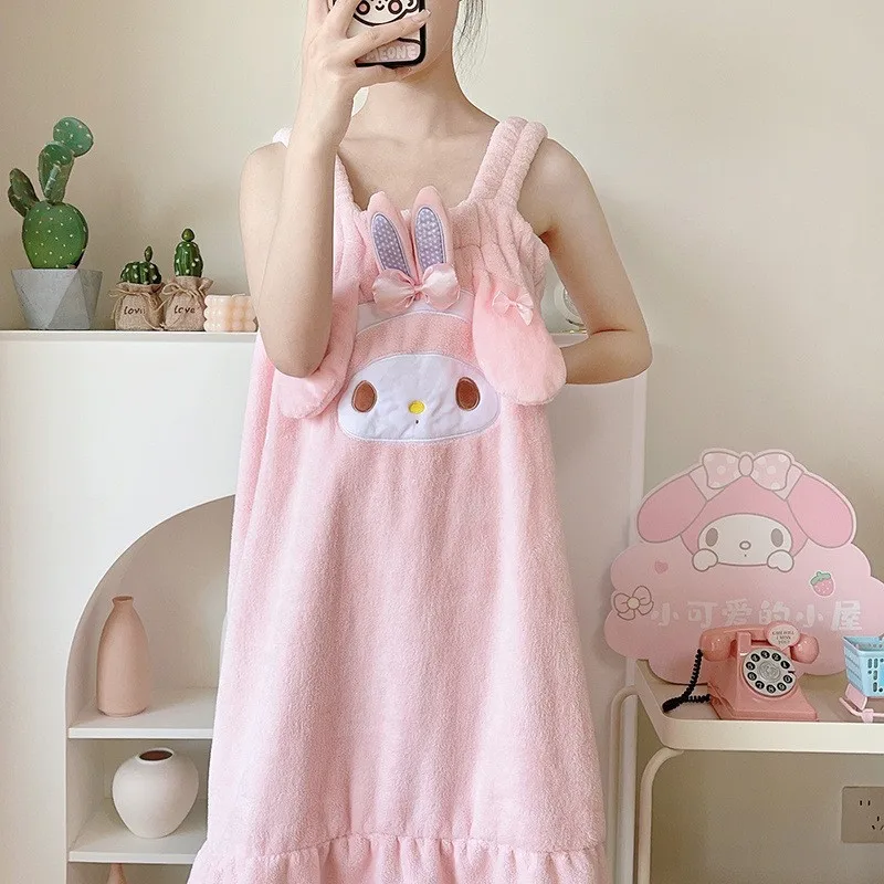 My Melody Niedliches Cartoon-Badetuch für Mädchen, saugfähig, schnell trocknend, Baderock, Mädchen-Gesichtshandtuch, weicher und bequemer Korallensamt-Wickel