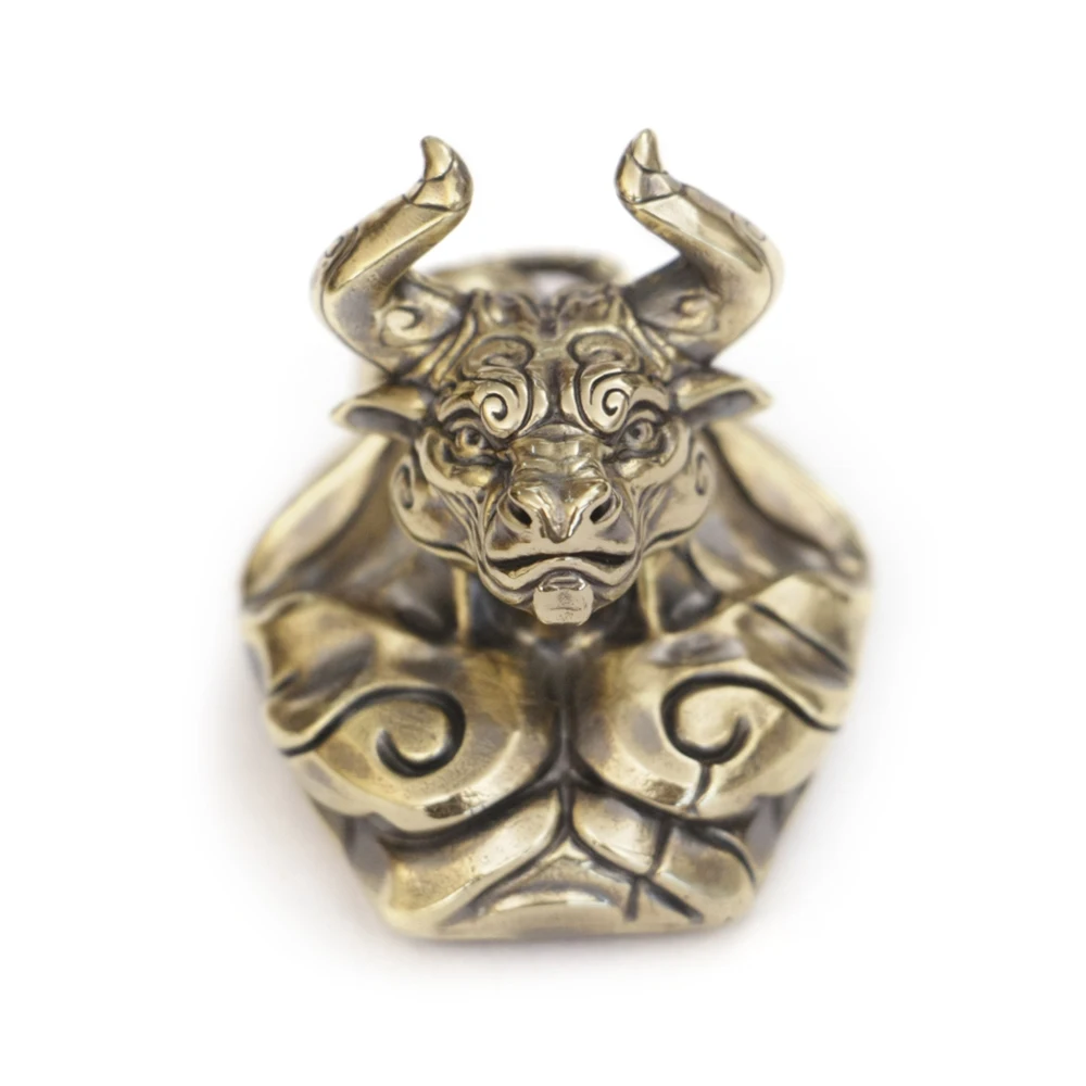 LINSION Brass Huge Bull Man Pendant Mens Biker Punk Jewelry BR390
