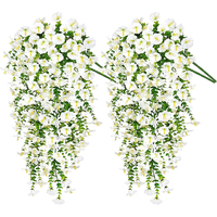 1/2Pc 75cm White Artificial Morning Glory Wall Hanging Faux Violet Plants Hanging Flowers Vines for Home Garden Wedding Decor