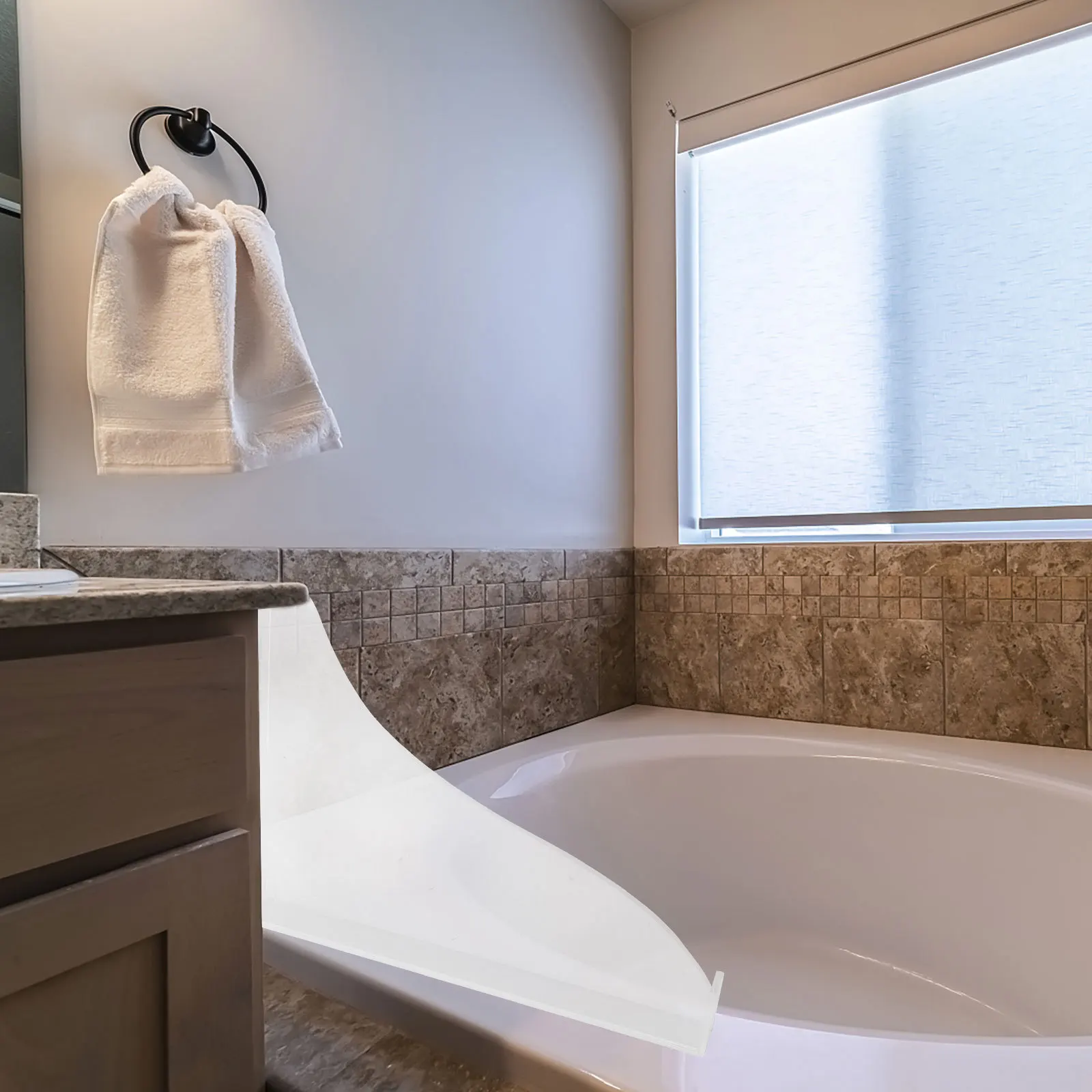 

2Pcs Bathtub Splash Guards Acrylic Water Baffle with Firm Adhesion for Bathroom Floor Protection Anti-Slip Design