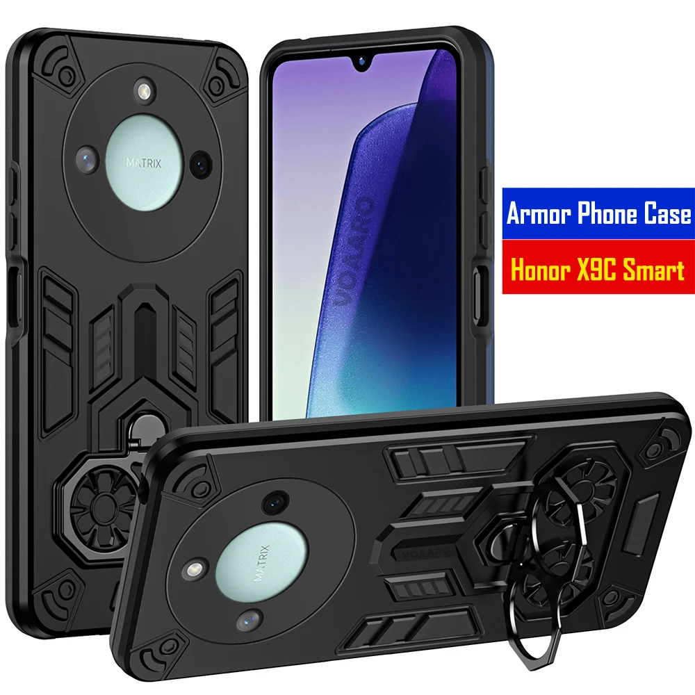 

Dual Finger Ring Armor Cover for Honor X9C Smart Case for Honor X9C Smart Rotate Metal Bracket Kickstand Holder Case Phone Capa