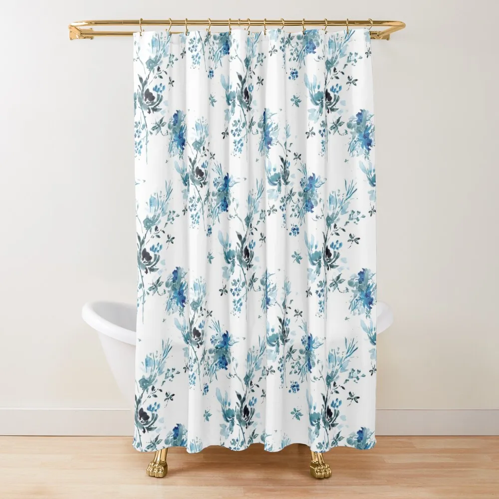 

Blue Floral with Dragonflies Shower Curtain Bathtub For The Bathroom Curtain