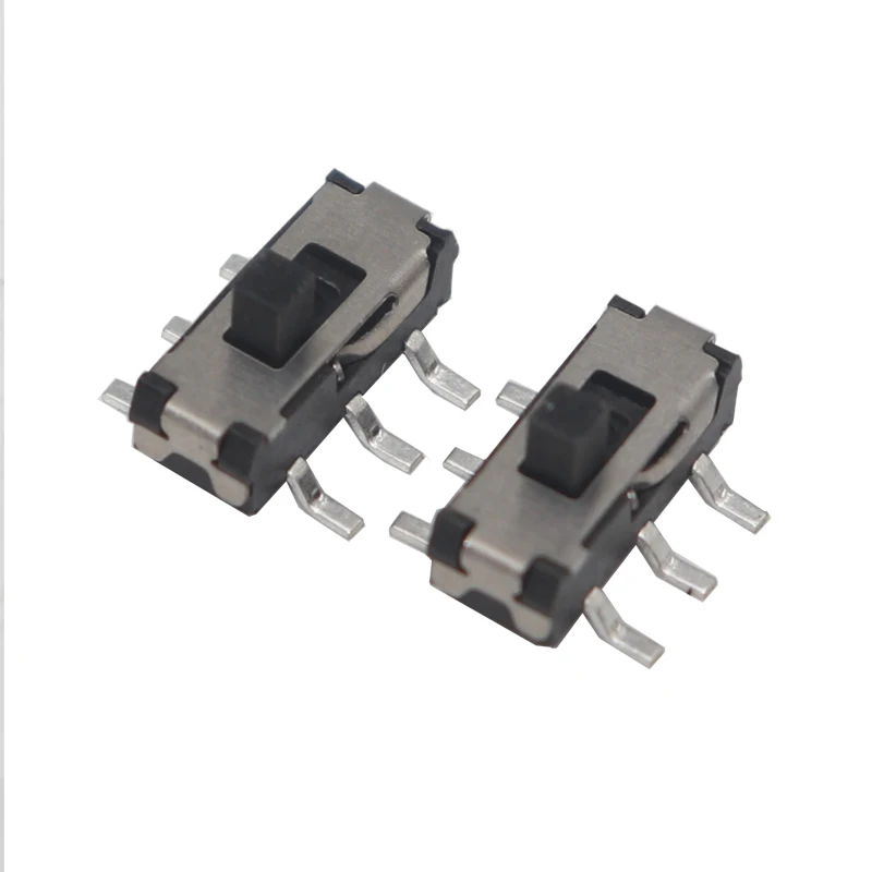 【100-10PCS】Toggle Switches MSS-22D18 MSS22D18G2 double 6 feet two block MSS-22D18G2 2P2T handle high 2MM SMD Slide Switch DC 12V