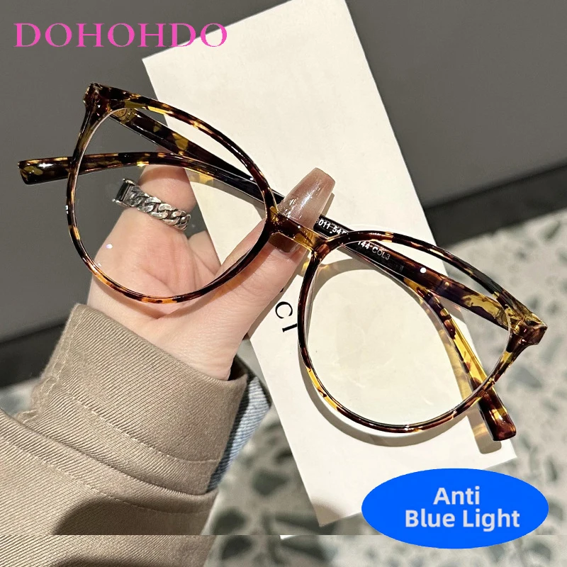 

Vintage Elegant Big Round Frame Anti-Blue Light Women Men Glasses Luxury Brand Designer Use Computer Optical Eyewear Unisex Очки