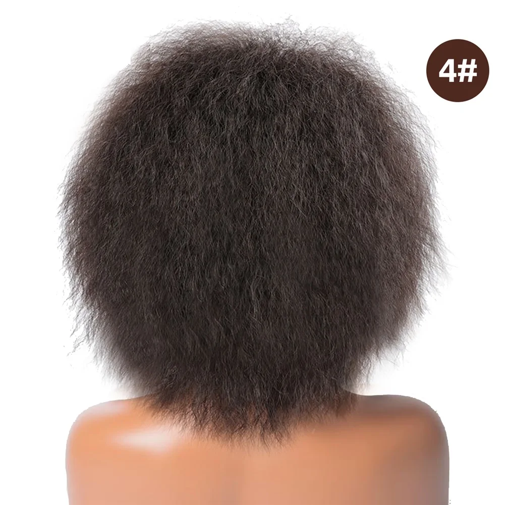 Blice 6 Zoll kurze synthetische Perücken verworrene gerade Kanekalon hitzebeständige natürliche schwarze Frauen Afroamerikaner Afro volle Perücke – Detail 16