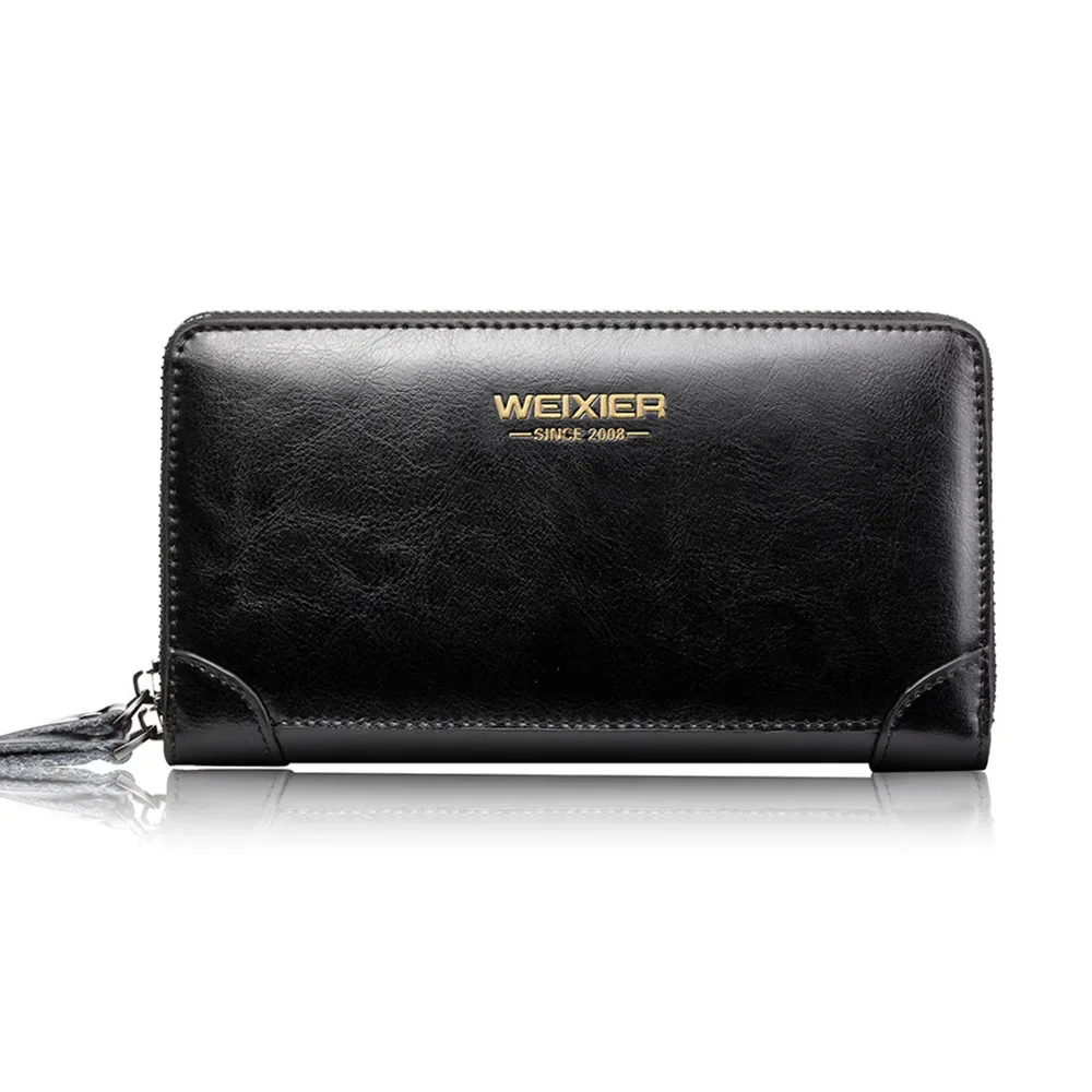 Cartera larga de cuero PU para hombre, bolso de mano para la muñeca, funda para teléfono móvil, bolso de dinero para cigarrillos, monederos prácticos