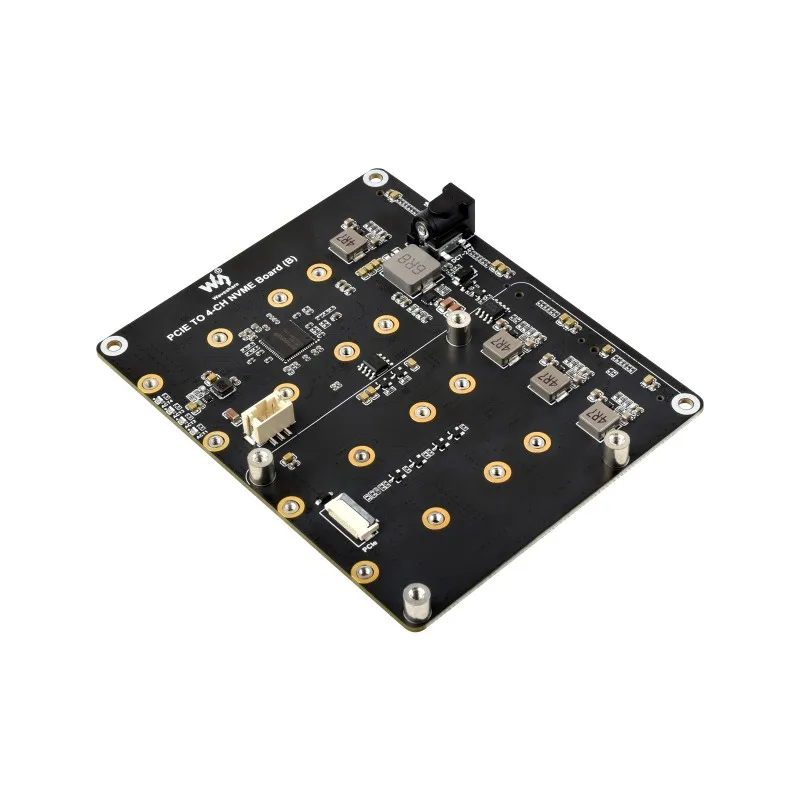Waveshare PCIe To 4-Ch M.2 Adapter Board for Raspberry Pi 5,Supports 4-ch NVMe Solid State Drives,Supports Powering
