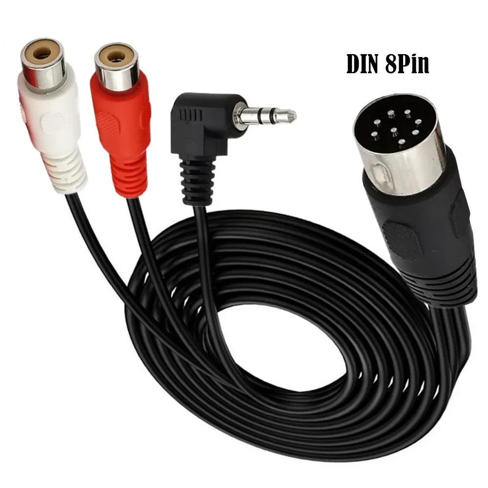 Large DIN8Pin Male Pin DIN 8P To DC 3.5mm+2 RCA Female Lotus Hole Receiver Subwoofer Connection Cable