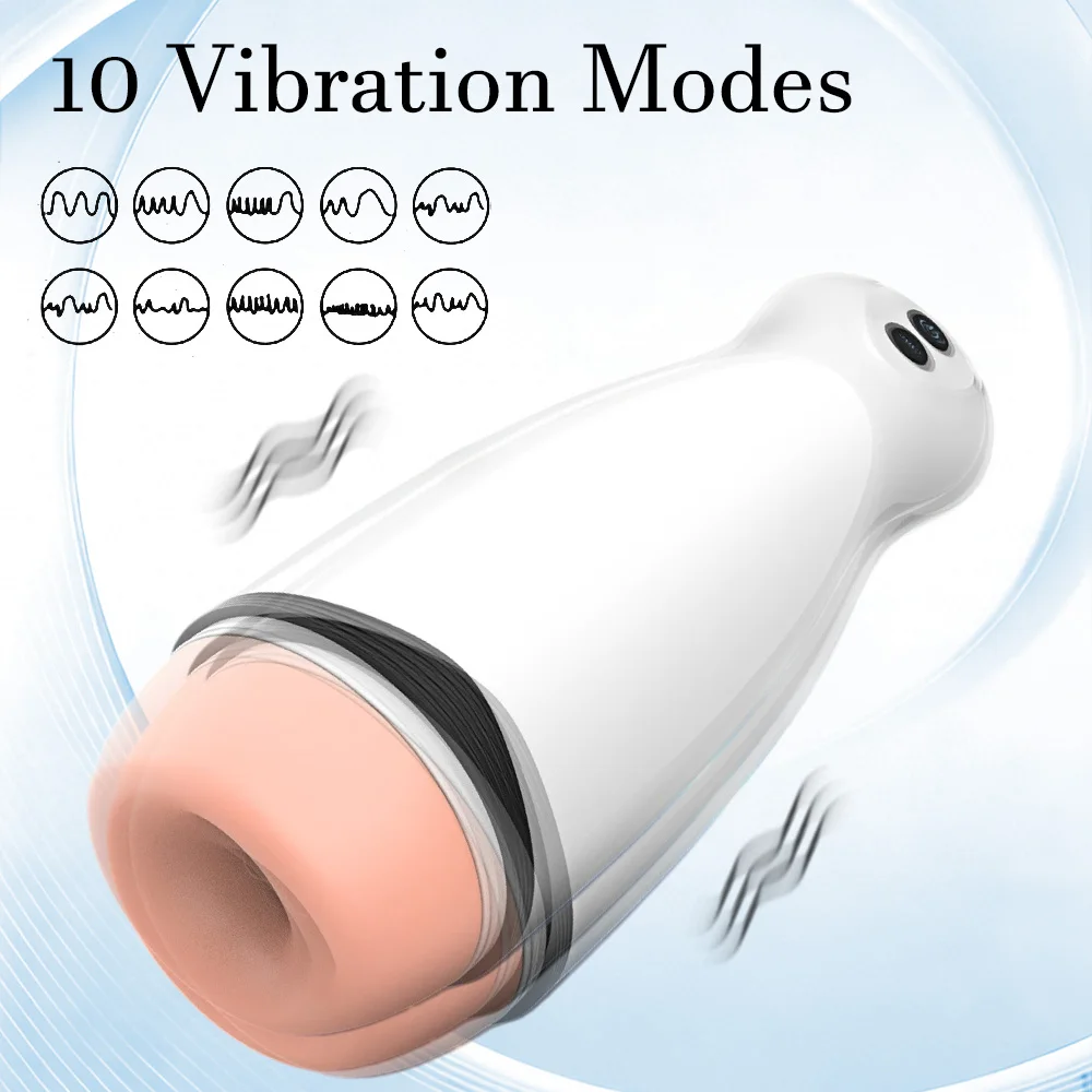 Sex Toy for Men Automatic Male Masturbator Cup Penis Trainer with 10 Frequency Vibration Sexy Voice Pocket Pussy Men Delay Stamina Trainer Blowjob Sex Machines Sex Pleasure