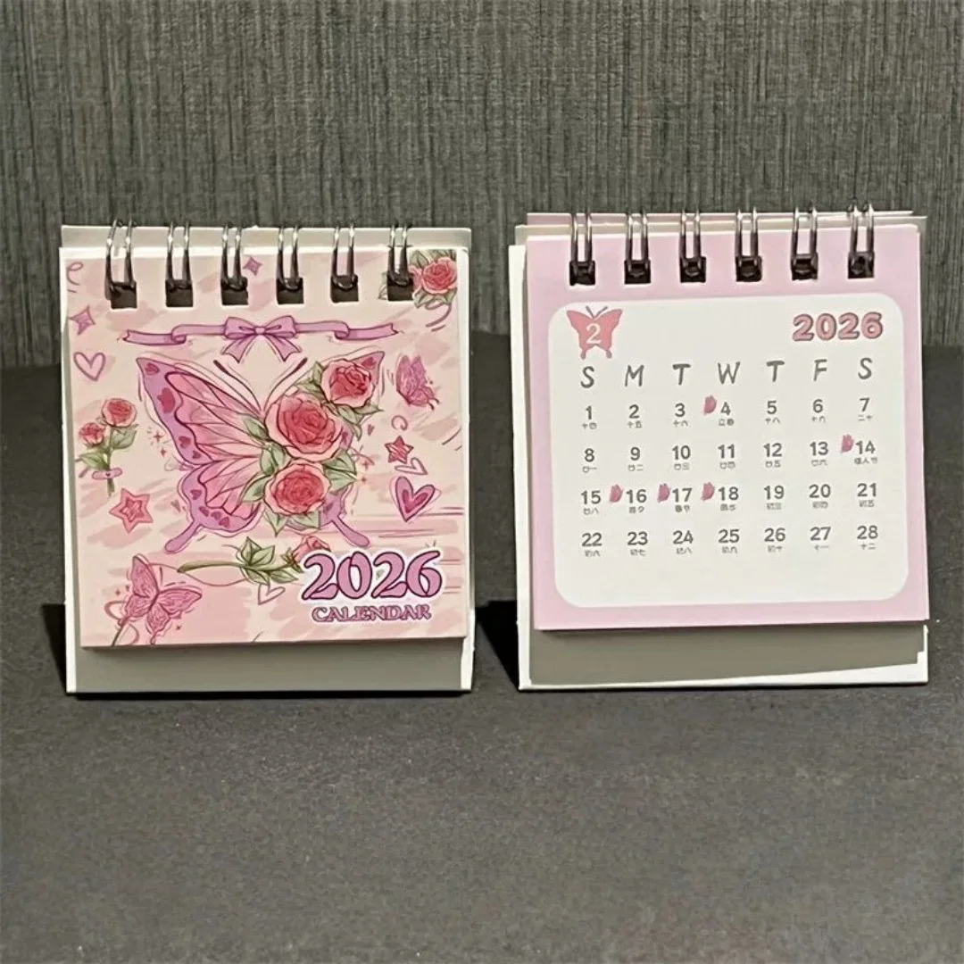 

2026 Mini Desk Calendars Cute Butterfly Horse Design Paper Monthly Planner Daily Office & Personal Planning Cute Desk Decor