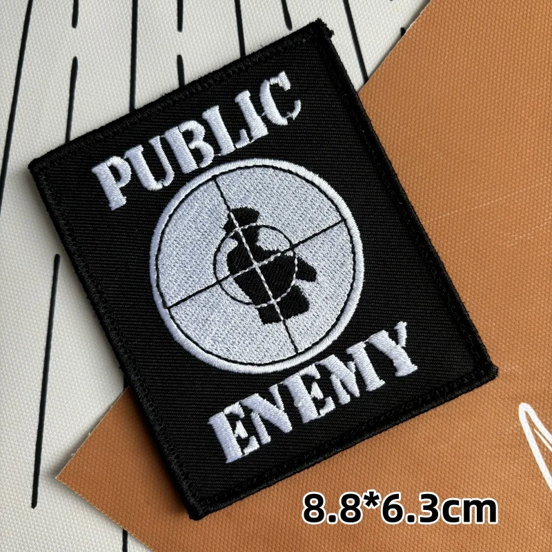 Public Enemy Embroidery Tactical Patch Target Shooting Hook and Loop Patches Military Morale Badge Backpack Stickers