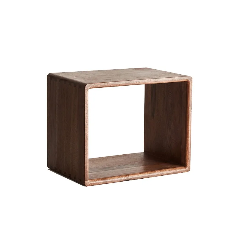 

Lattice Cabinet Free Combination Bookcase Small Black Walnut Color Storage Lattice Integrated Shelf Nordic Solid Wood Grid Cabin