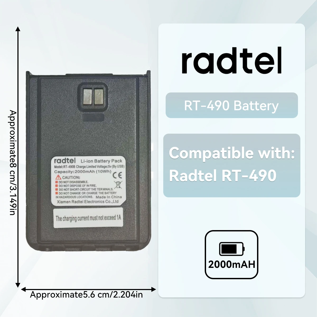 

Walkie Talkie Li-ion Battery Pack 2800mAh for Radtel RT-630 RT-495 RT-493 Two Way Ham Radio
