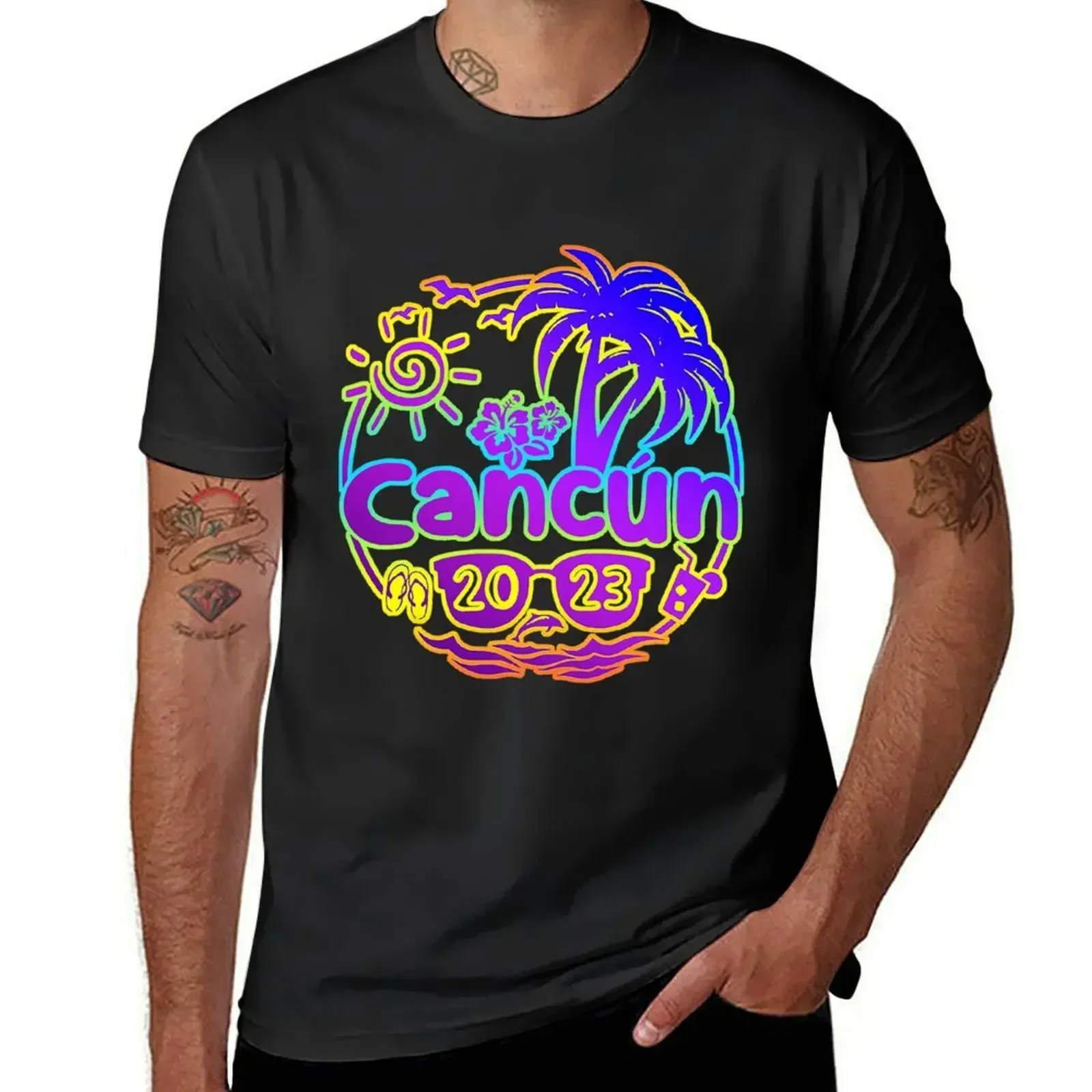 Blusa de manga corta para hombre, camisetas de gran tamaño, Cancun, México, vacaciones de verano, Hawaii, playa, Sunny, estilo vintage de manga