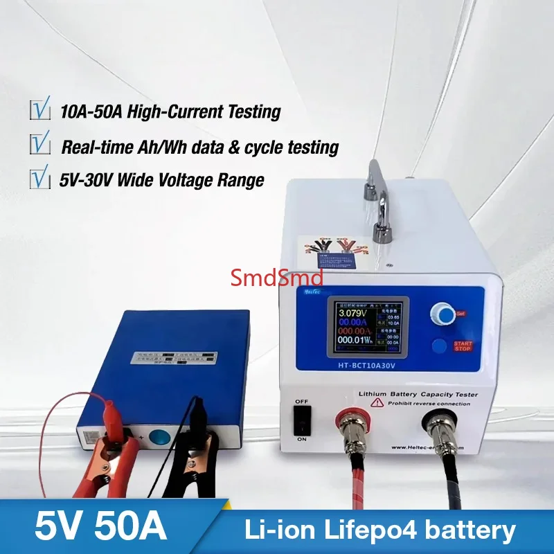 Heltec 50A 30V Battery Capacity Tester for 18650, 21700 LiPo & LiFePO4 Batteries with Precise Charge/Discharge Testing