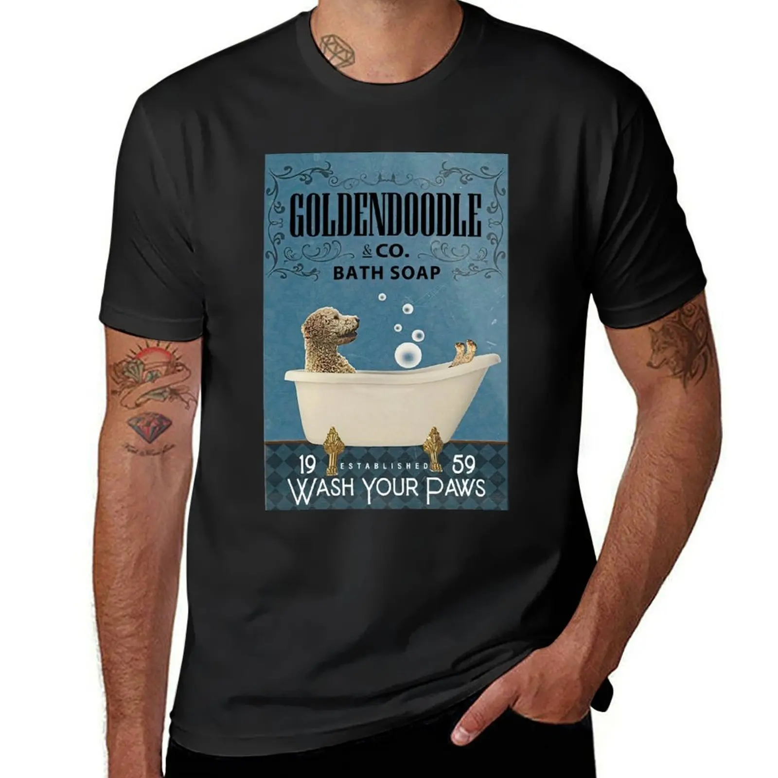 

Goldendoodle dog wash your paws T-shirt customs animal prinfor boys fitted t shirts for men