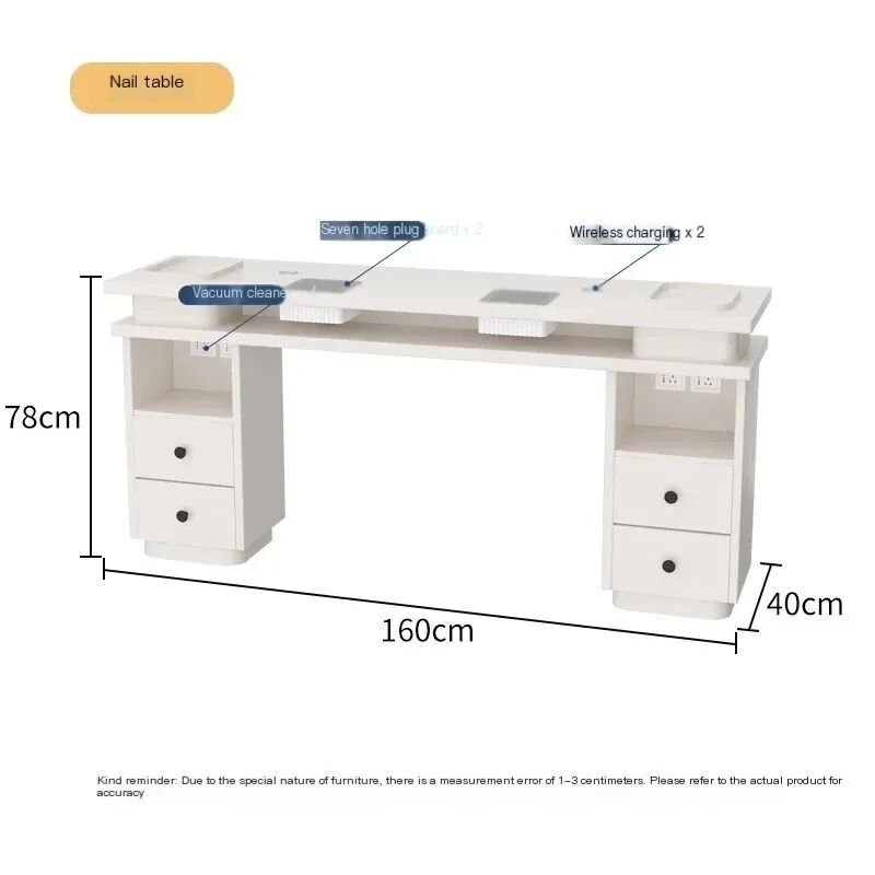 โต๊ะทำเล็บสีขาวแปรงเก็บฝุ่นแบบพกพา MQ50NT เฟอร์นิเจอร์สำหรับมืออาชีพ