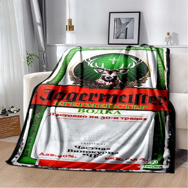 

3D Classic J-Jaegermeister Logo Printed Blanket Home Sofa Bed Warm Living Room Bedroom Portable Warm Bed Cover Gift Blanket