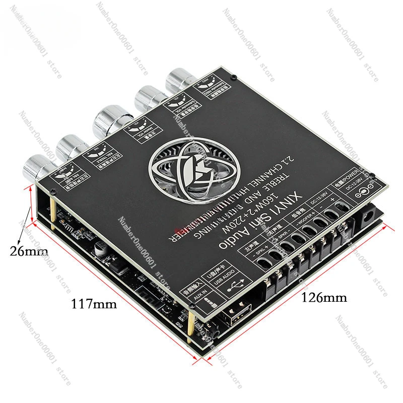 Bluetooth 5.1 Digital Amplifier Board 2.1 Channel 2 * 160W+220W Subwoofer Audio Motherboard TDA7498 Module