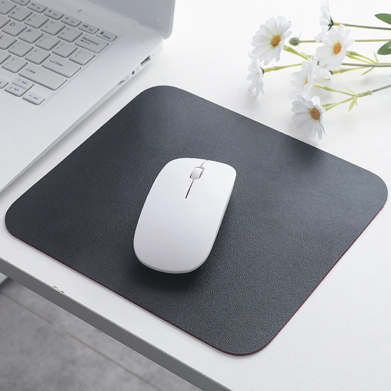 Simple Solid Color PU Leather Mouse Mat Anti-slip Waterproof 21*25cm Mouse Pad School Supplies Office Accessories Desk Set
