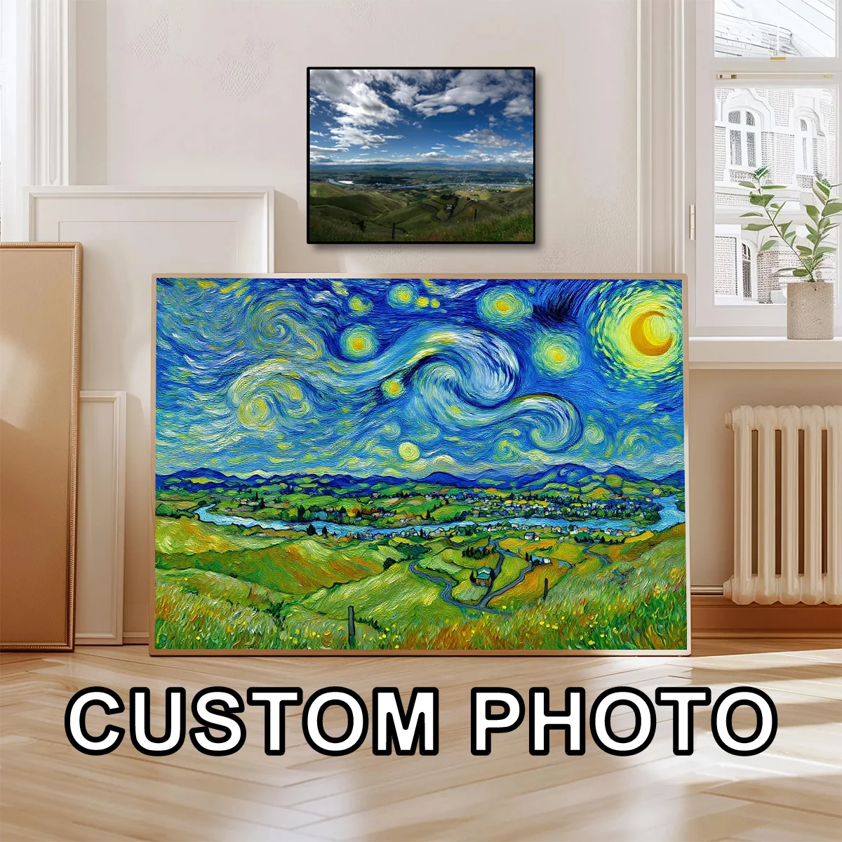 

YWDECOR Custom Van Gogh Style Canvas HD Print Customized Your Scenery Picture Post-Impressionism Wall Art Poster for Home Decor