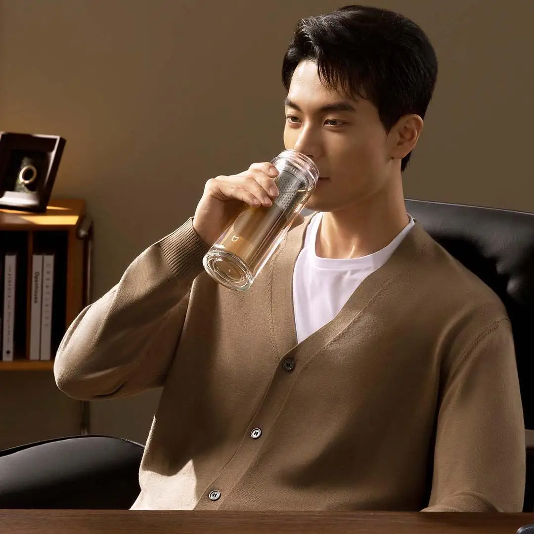 كوب زجاجي محمول بطبقة مزدوجة من Xiaomi Mijia 316L مادة من الستانلس ستيل تخزين شاي مستقل مقاوم للانفجار 400 مل