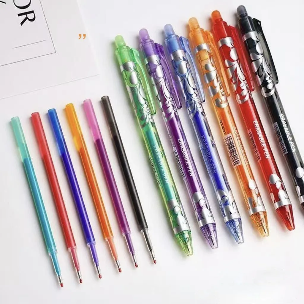 Retractable Erasable Gel Pens 6 Color Fine Point Erasable Pens Clicker Make Mistakes Disappear Assorted Ink for Drawing Writing