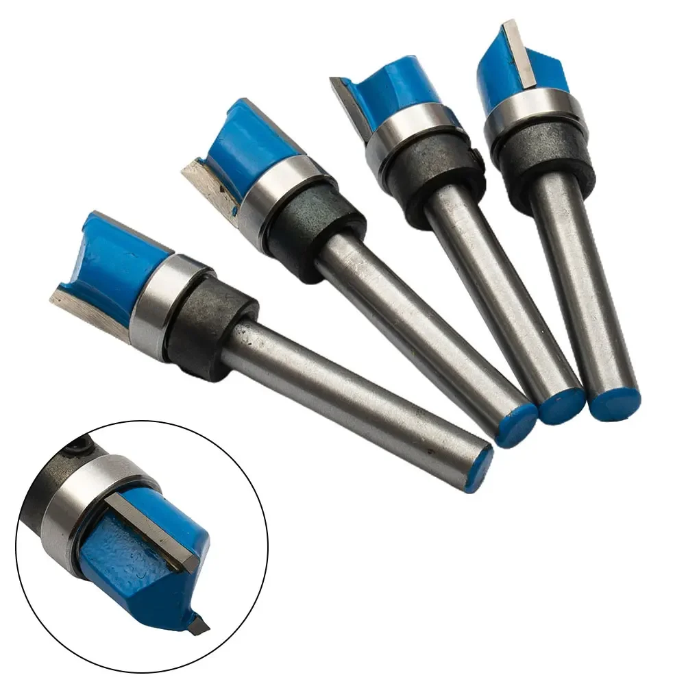 

4pcs 1/4" Straight End Mill For Woodworking Dia 12mm 6mm 45mm Shank Flush Trim Router Bit Blade Template Pattern Bit Bearing