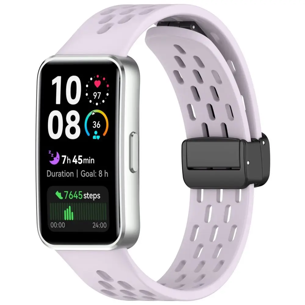 Cinturino per orologio in silicone con fibbia pieghevole magnetica, cinturino di ricambio, cinturino traspirante per Huawei Band 10 9 8
