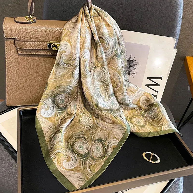 

100% Natural Silk Square Scarf for Women Bandana Headscarf Scarves Shawls Print Square Neck Foulard Bandana Accessories Wraps