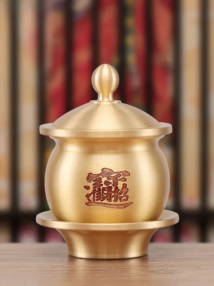 Metal supply Wine glass Buddha's front water cup alloy lotus carved holy cup Water purification cup Buddhist utensils