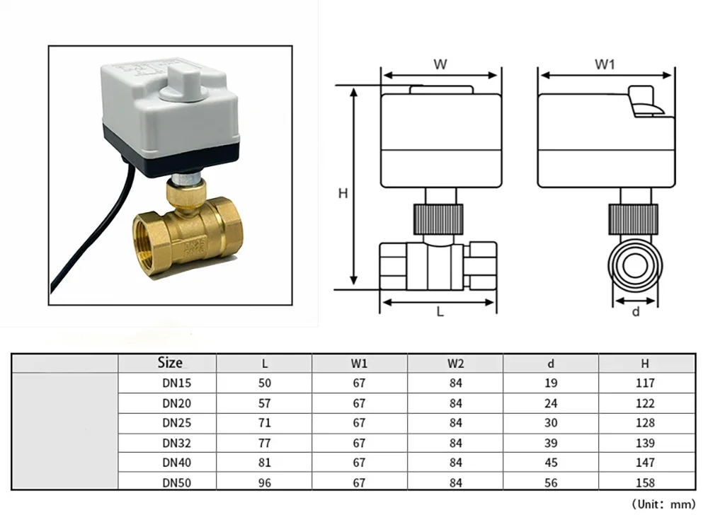 صمام لولبي DN15 DN20 DN25 DN50 Brass Motorized Ball Valve 220V 12V 24V 3-Wire 2-Control Electric Actuators with Manual Switch Water الهواء المضغوط — تفصيل 3