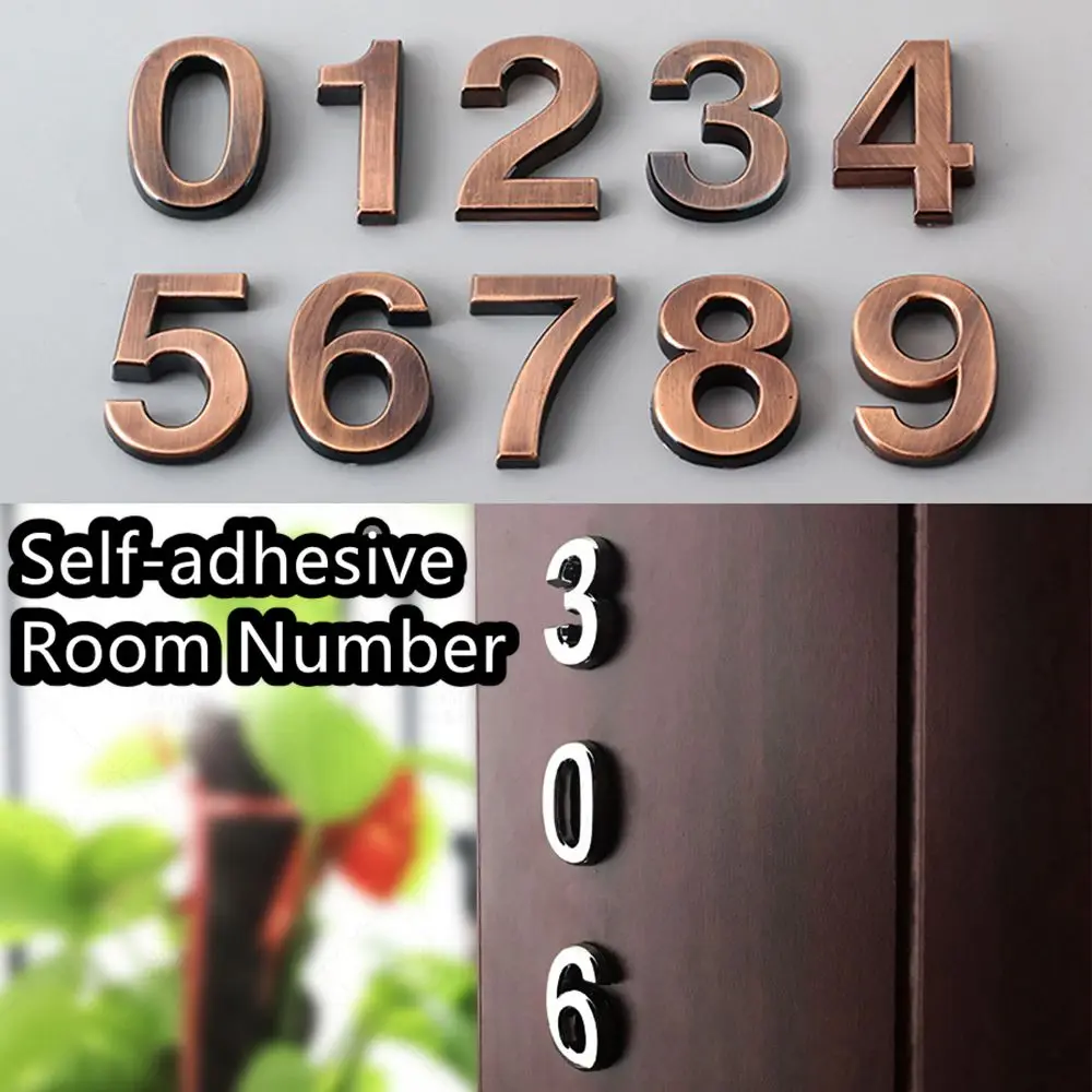 1 PC 0-9 Bronze ABS Plastic Numeral  Room Number Door Plates Digits Sticker Address Sign