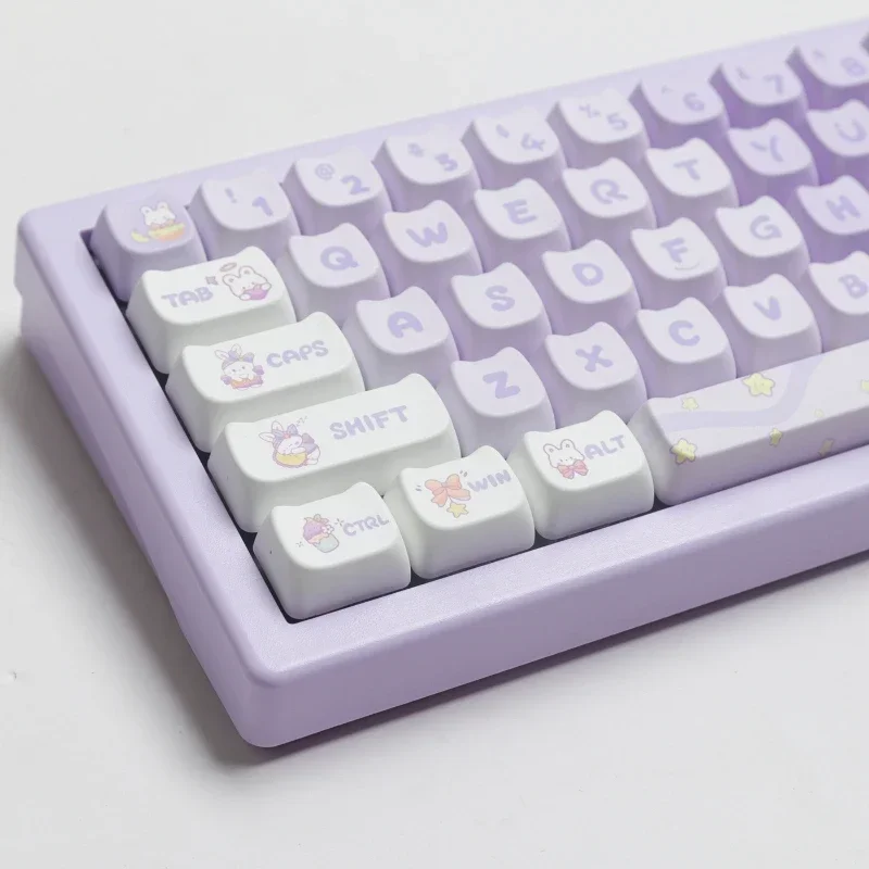 Imagem -04 - Teclas Conjunto Sonho Coelho Mao Perfil Gmk Pbt Keycaps para Teclado Mecânico Sublimação de Tinta Gaming Keycap Personalizado Gk61 140