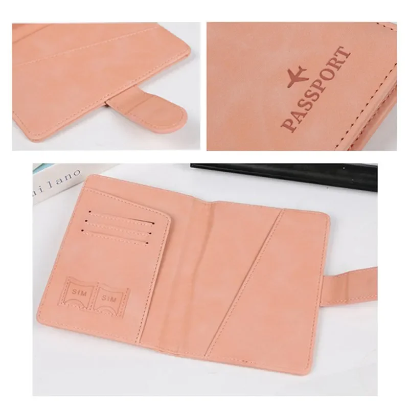 Men Women RFID ANTI Blocking Travel Passport Covers Holder Case with Hasp Pink Passport Wallet Case Travel Accessories Bag