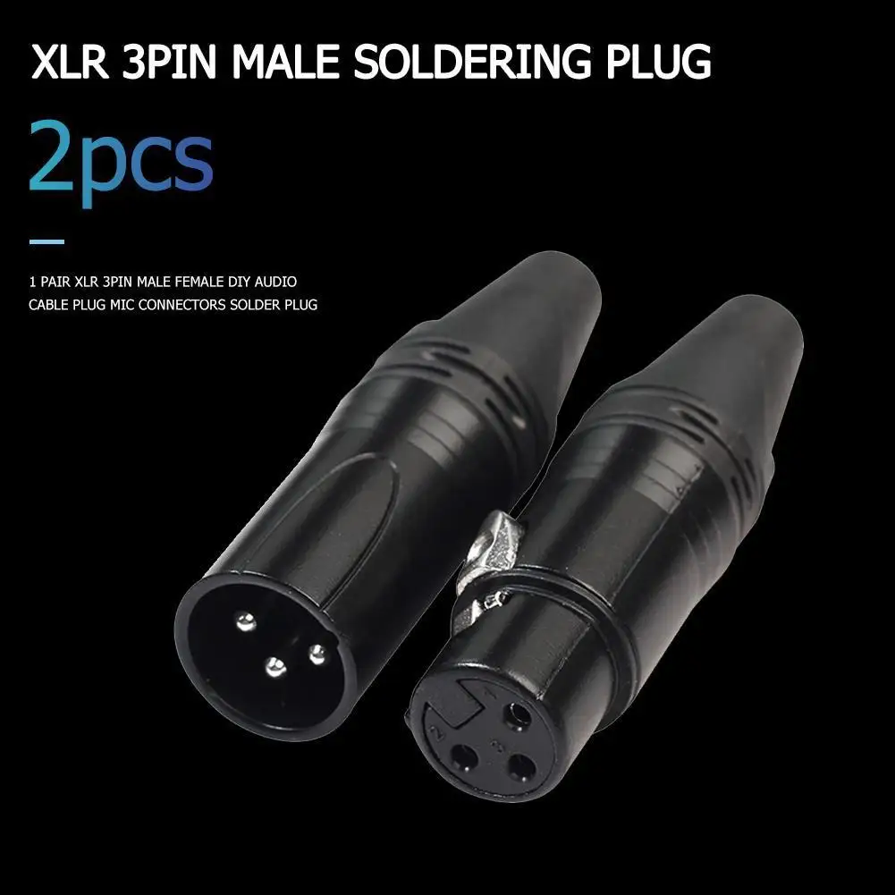 XLR 어댑터 수 플러그 암 용접 마이크 오디오 케이블 커넥터, 3 핀, 2 개