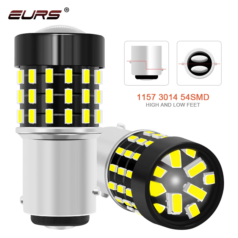 P21W P21/5W 1156 Ba15s 1157 Bay15d LED Bulbs Car Turn Signal Light 3014 54SMD LED Brake Reverse Parking Lamps White Red Yellow