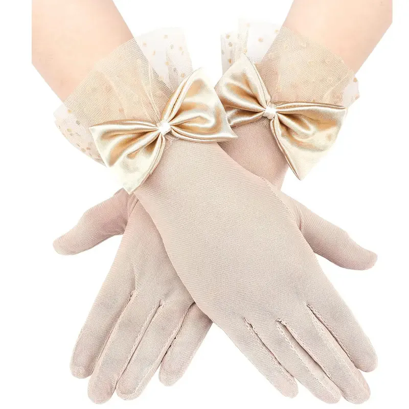 New polka dot mesh black lace lace creative bow gloves fashionable wedding bride evening wear gloves