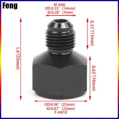 Imagen 2 del producto Adaptador de ajuste de expansor reductor AN4 hembra a AN12 macho, de AN6-AN8 AN10-AN6, reductor de AN10-AN12, adaptador de ajuste de manguera