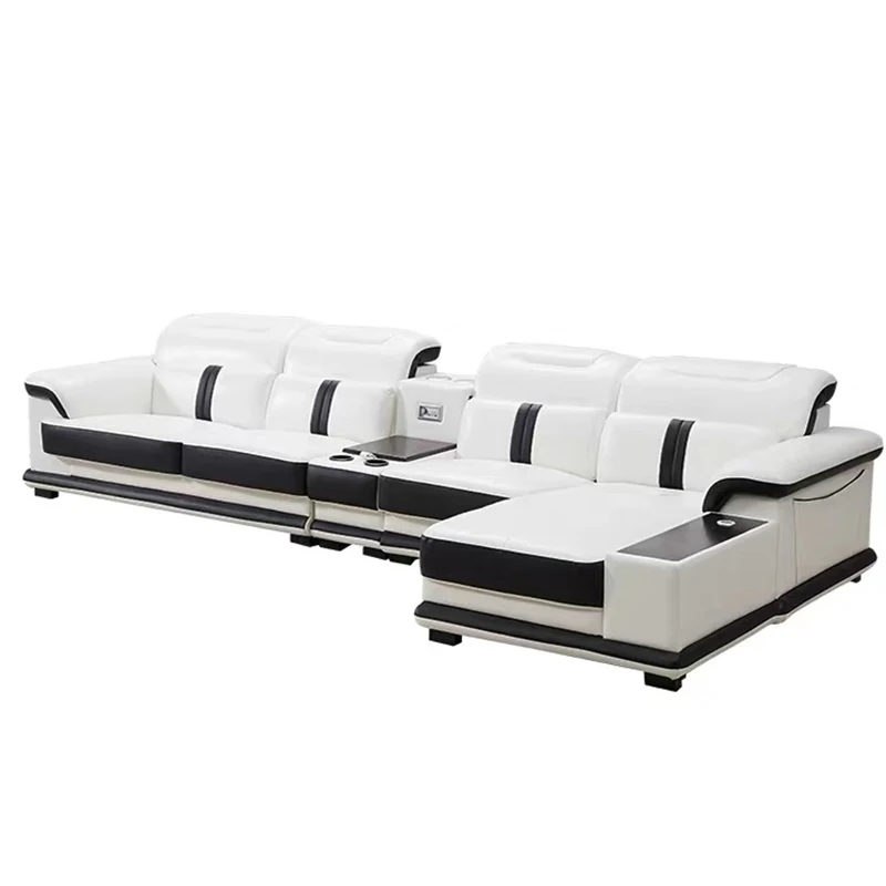 Cowhide size apartment living room corner combination modern left and right concubine sofa