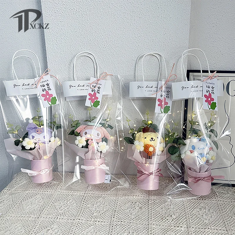 

1 Set Valentine's Day Christmas Girl Gift Sanrio Plush Bouquet Kuromi Cinnamoroll My Melody Plush Doll Flower Toy Gift Bag