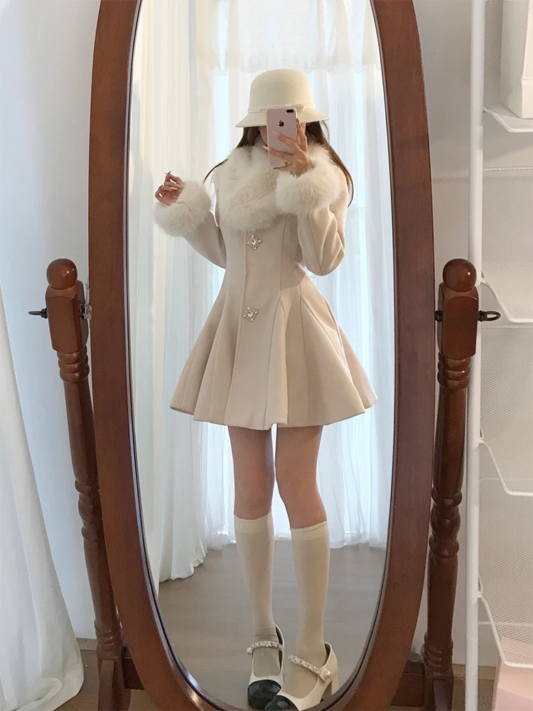 

Шерстяное пальто для похудения, женское модное французское пальто со средней талией, сохраняющее тепло, с длинными рукавами, средней длины, на одной пуговице