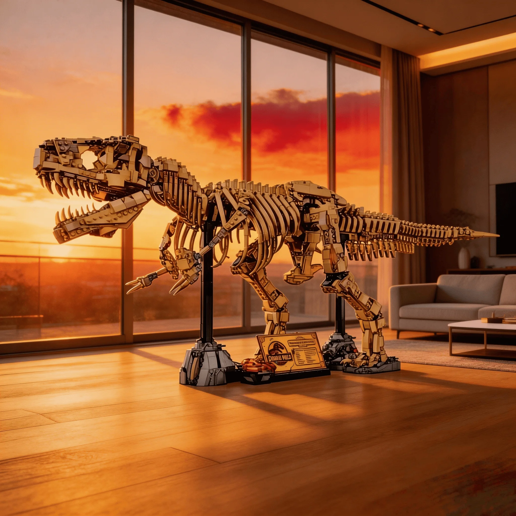 

Home decoration can be active and fun 2026 new yellow modular assembly Moc Tyrannosaurus fossil skeleton model adult holiday gif