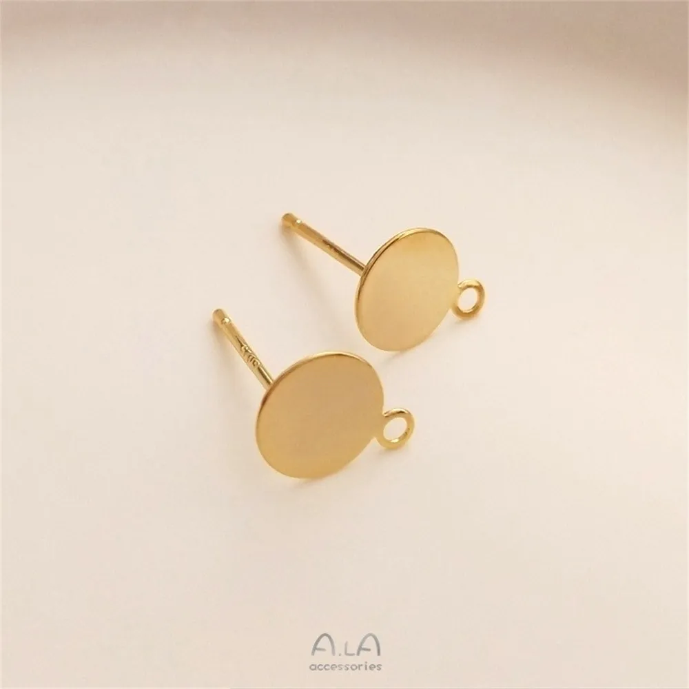 

14K Light Gold Disc S925 Silver Needle with Hanging Flat Bottom Earrings and Flat Support Earrings DIY Handmade Jewelry Material