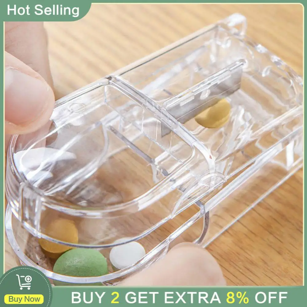 Pill Cutter Plastic Small Pill Cutter Boxes Health Care Pill Storage Box Tablet Cutter Splitter Portable Kit