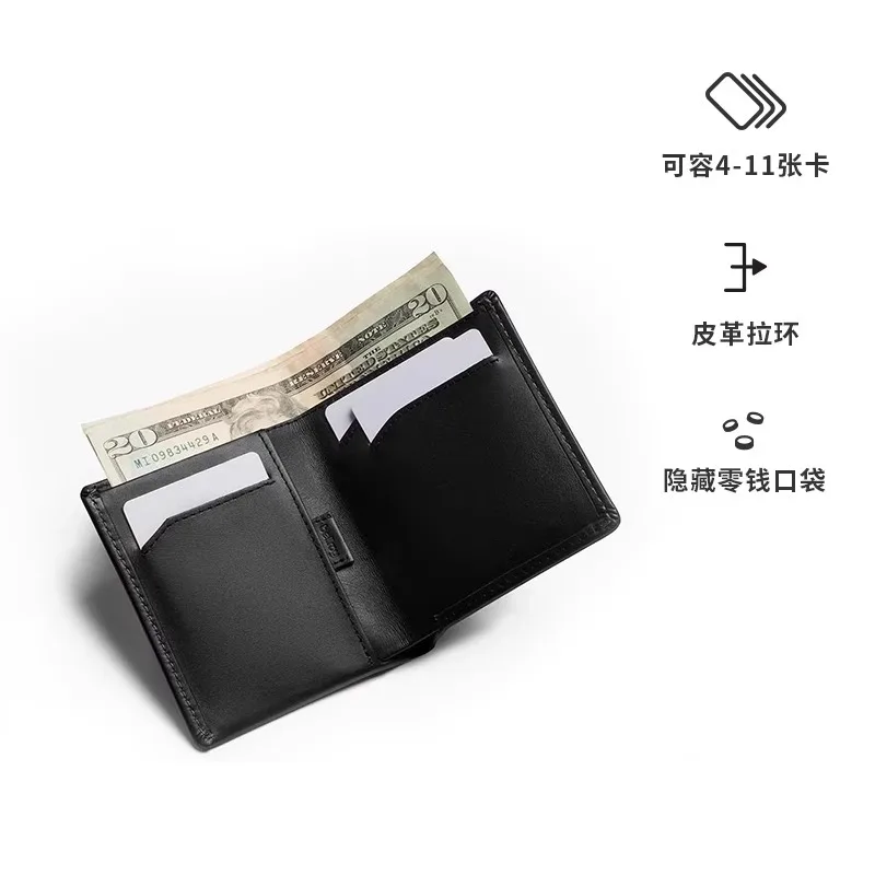 Bellroy Australia Note Sleeve minimalist genuine leather short clip men's wallet cow leather wallet gift ultra-thin