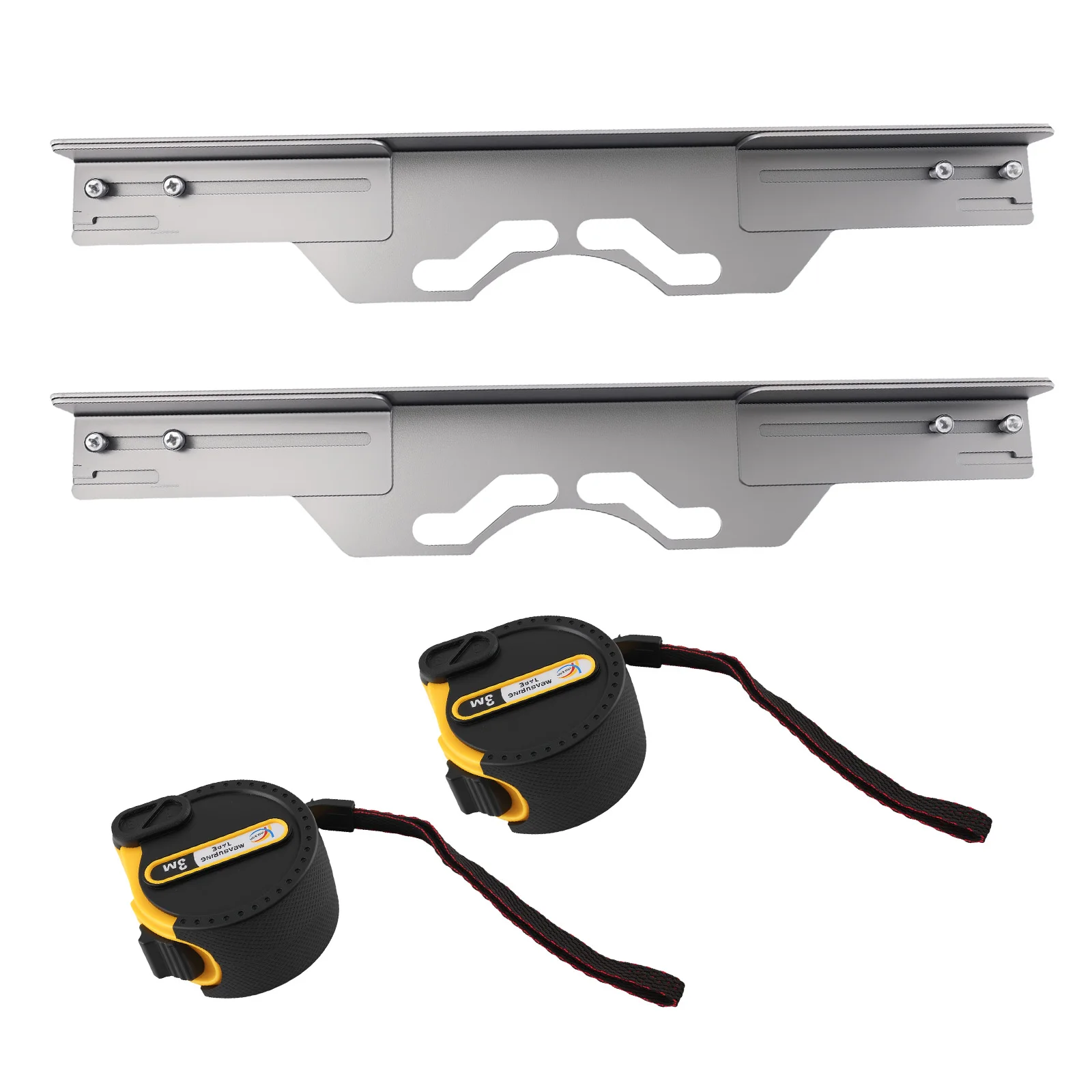 2PC Wheel Alignment Toe Calibration Tool Carbon Steel Plates Kit Tape Measure