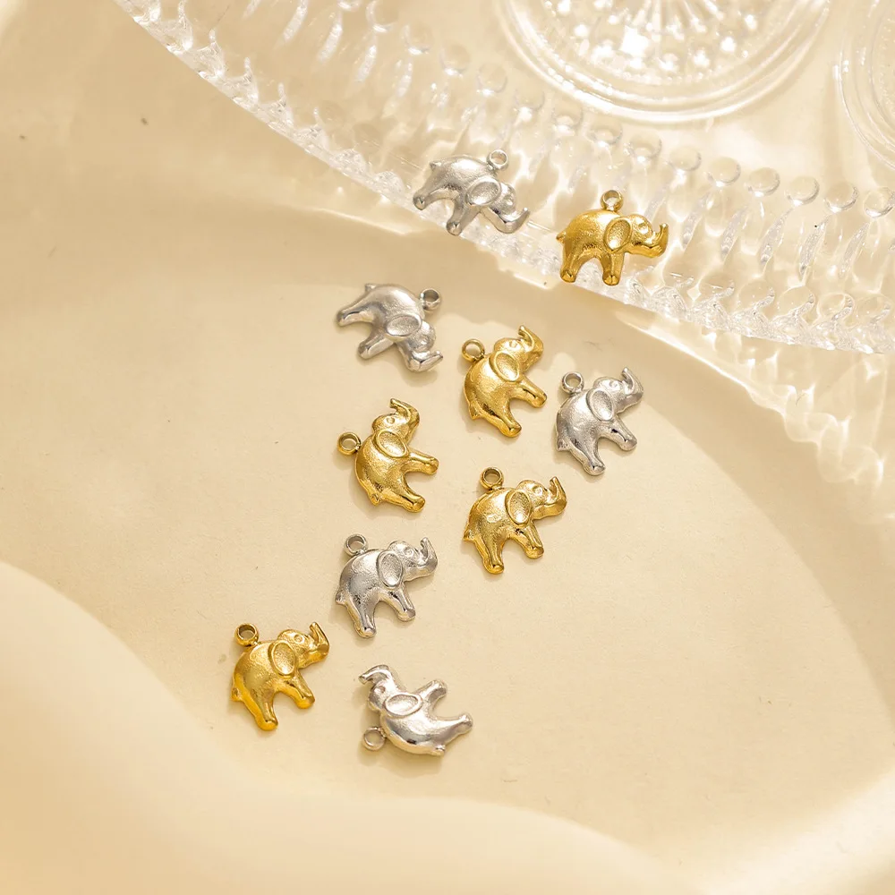 

5pcs Handmade Elephant Pendant Charms Stainless Steel Necklace Earrings Bracelet Pendant Connectors Diy Jewelry Making Findings