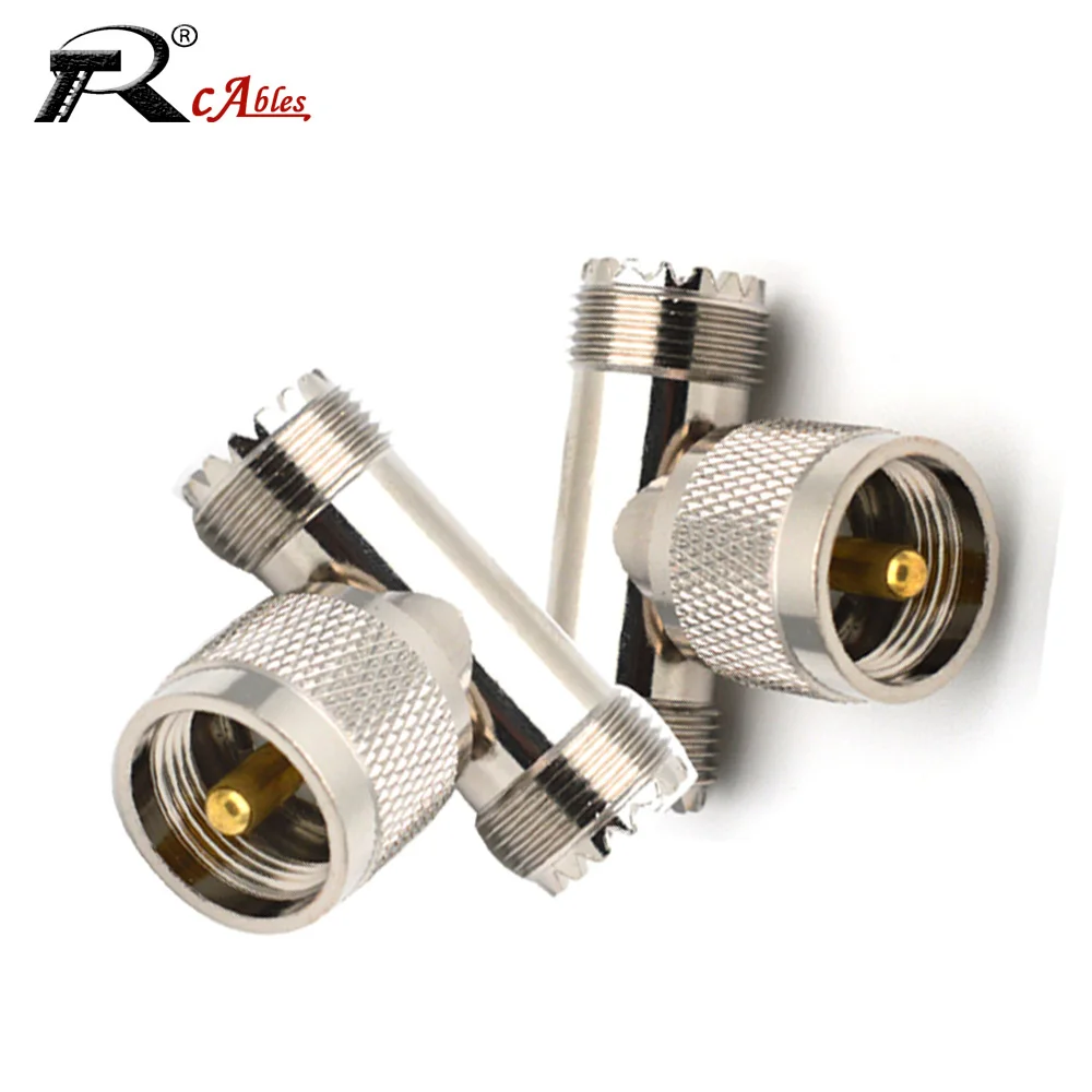 1 шт., радиочастотный адаптер PL259 UHF, штекер на два SO239 UHF, гнездо RF, коаксиальный соединитель, 3-сторонний тип, чистая медь