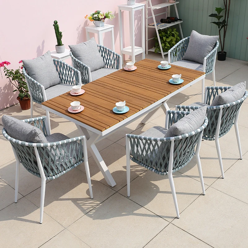 Outdoor Table And Chair Set，Nordic Outdoor Table And Chair Set Model Home Design, Waterproof Aluminum Alloy Garden Courtyard Bal